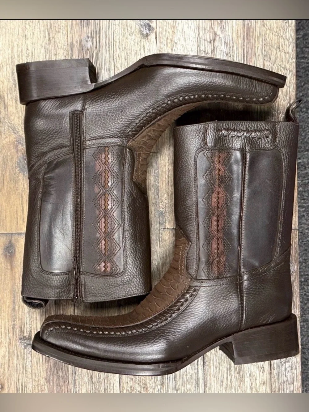La Sierra Zipper Western Boots Brown 9.5